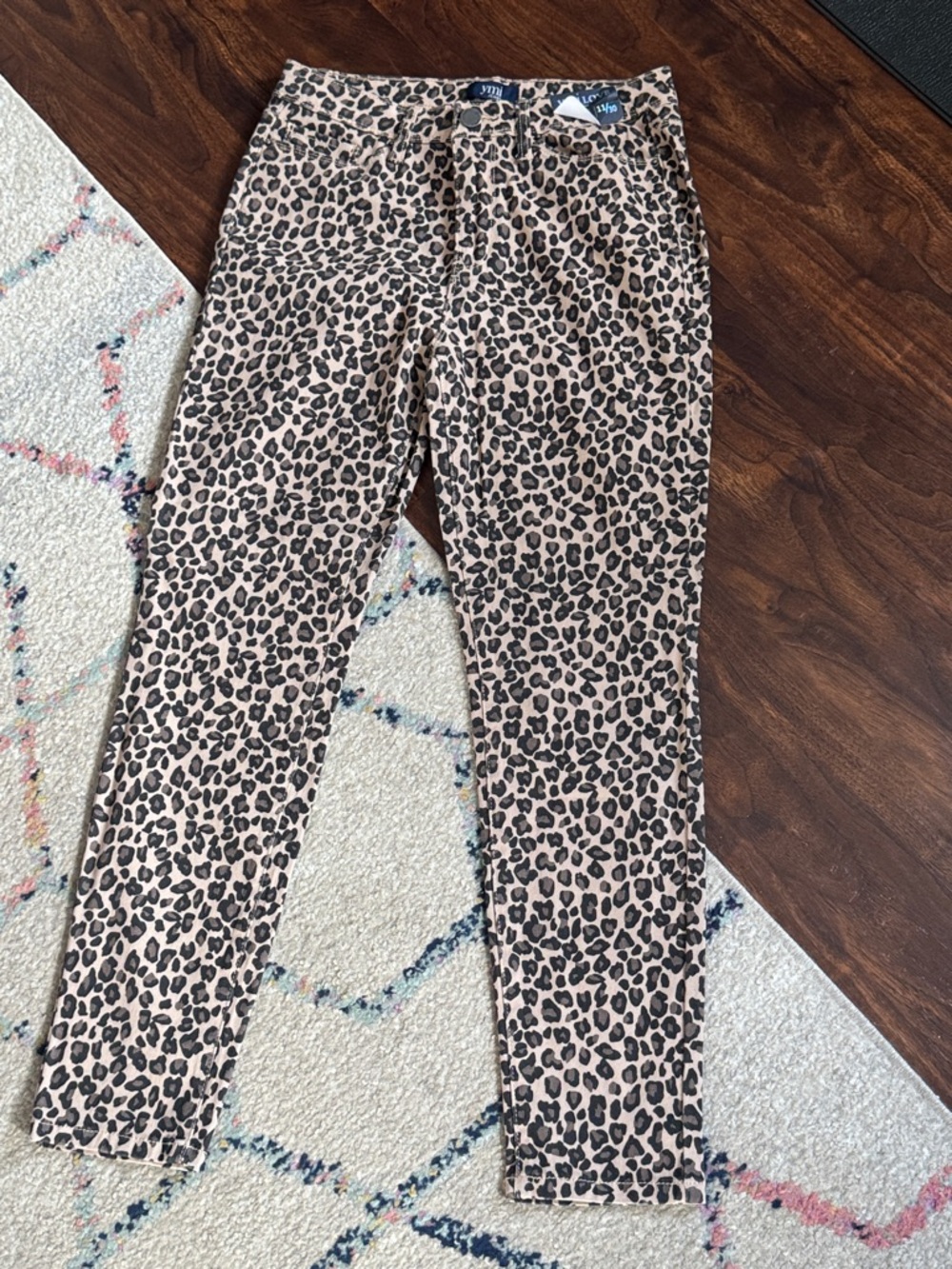 Leopard Print Skinny Pants - Beige/Black